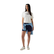 Guess women white cotton short sleeve t shirt with round neck and north sail guess logo printed in black across chest