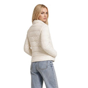 Cremefarbene Steppjacke mit hohem Kragen und langen Ärmeln aus Polyester von Guess Frauen