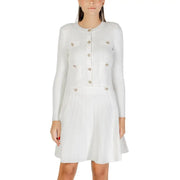White ribbed knit cardigan and mini skirt set with decorative buttons, Guess Women product