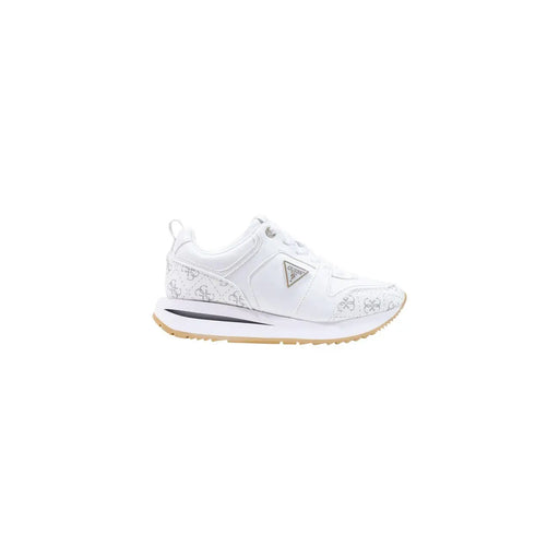 Weiß Guess Damen-Sneaker aus Polyurethan, Modell Every, mit dezentem Muster und silbernem, dreieckigem Logo an der Seite