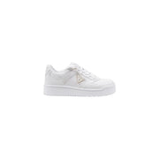 Guess women white polyurethane sneakers lace up with a textured upper and chunky platform sole