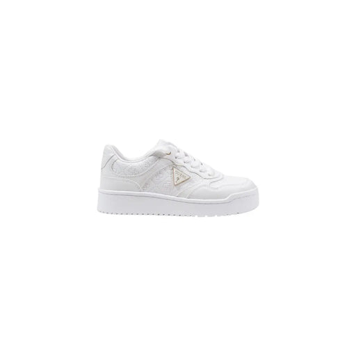 Guess Weiße Damen-Sneaker aus Polyurethan mit Schnürung, strukturiertem Obermaterial und klobiger Plateausohle