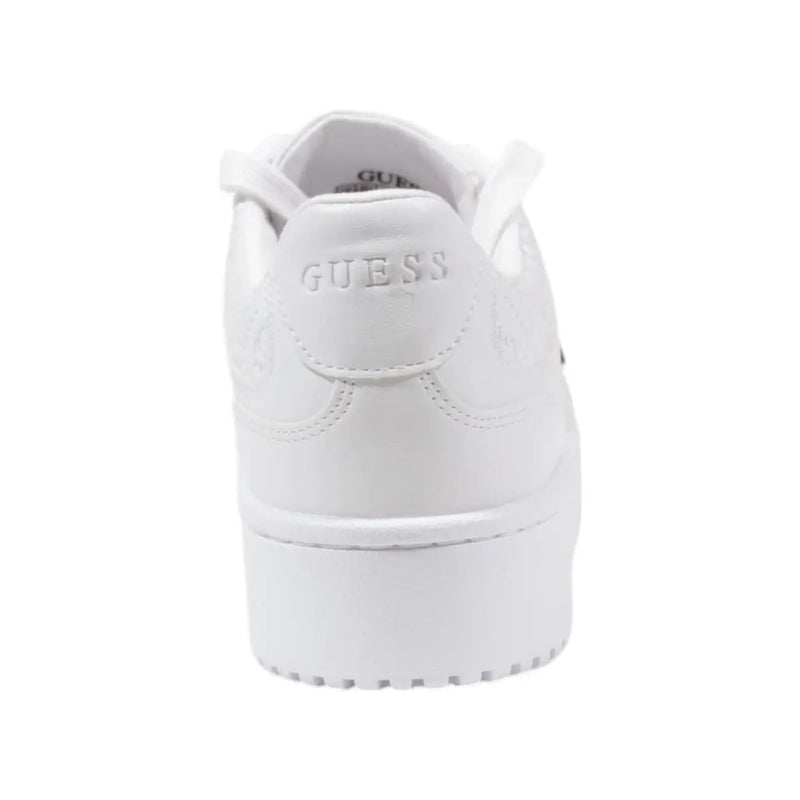White guess women platform sneaker with smooth leather upper and lace-up design in a clean minimalist style