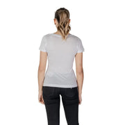Guess Women white short-sleeve V-neck Lyocell T-shirt