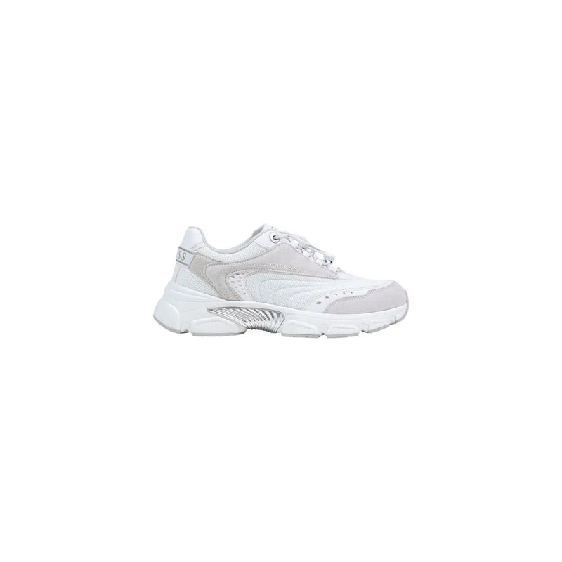 Guess women white and light gray chunky sneakers with mesh and synthetic overlays polyester lace up sport shoes
