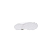 White rubber sole with subtle embossed logo at center of guess women white polyurethane lace up sneakers