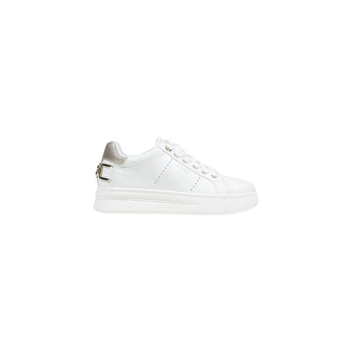 Rückseite guess Weiße Damen-Sneaker aus Polyurethan zum Hineinschlüpfen mit silberfarbenem Metallschnallendetail an der Ferse
