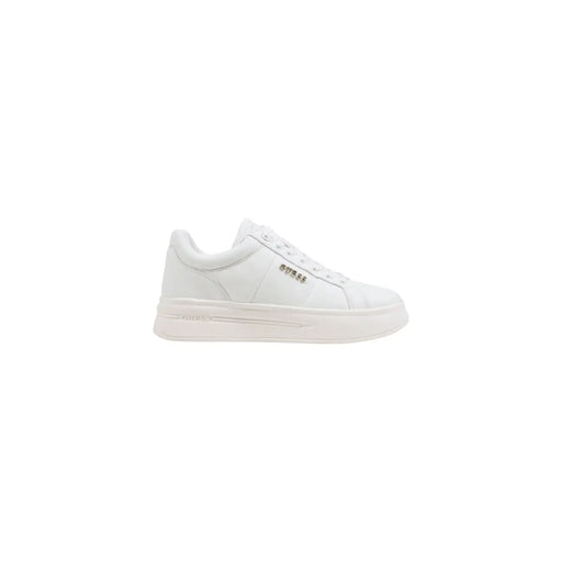 Guess Weiße Damen-Sneaker aus Synthetik mit Schnürung, elegantem, minimalistischem Design und dezentem Metallic-Logo an der Seite