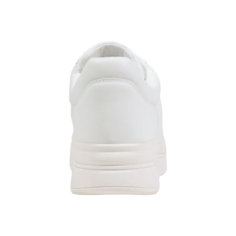 Guess women white synthetic leather sneakers with chunky sole and minimalist lace-up design