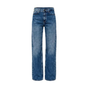 Guess Weit geschnittene Damen-Baumwolljeans in Blau mit hohem Bund, geradem Bein und klassischem Fünf-Taschen-Stil
