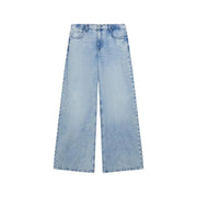 Guess Weit geschnittene Damenjeans aus Lyocell-Mischgewebe in Blau mit heller Waschung, lockerer Passform, weitem Bein und Vordertaschen.