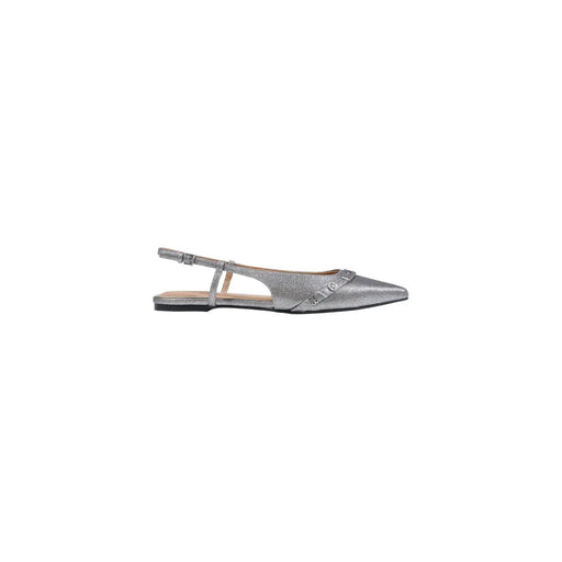 Guess Graue Damen-Slipper mit silberglitzerndem, spitzem Zehenbereich, Slingback-Flats und zartem Knöchelriemen
