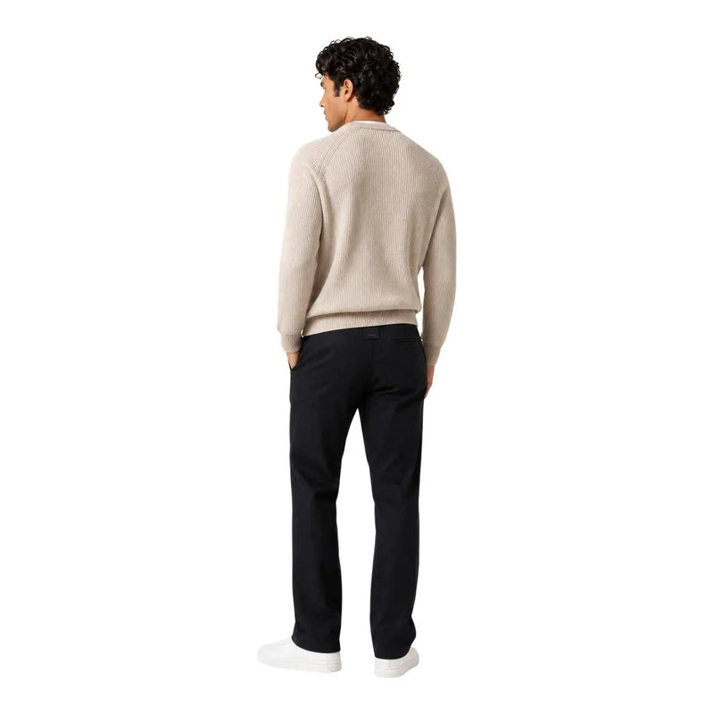 Guess Wollpullover Niro Vanisãe für Damen in Beige mit Rippstrickmuster, langen Ärmeln und Rundhalsausschnitt, Vorderansicht