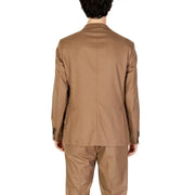 Hellbraunes Woll-Anzugsakko mit fallendem Revers und Zweiknopfmanschetten von hamaki-ho Herren-Blazer aus beigefarbenem Polyester mit Reverskragen, Modell gai1579h