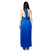 Women’s royal blue satin halter-neck maxi dress displayed in Hanny Deep Women Jumpsuit collection