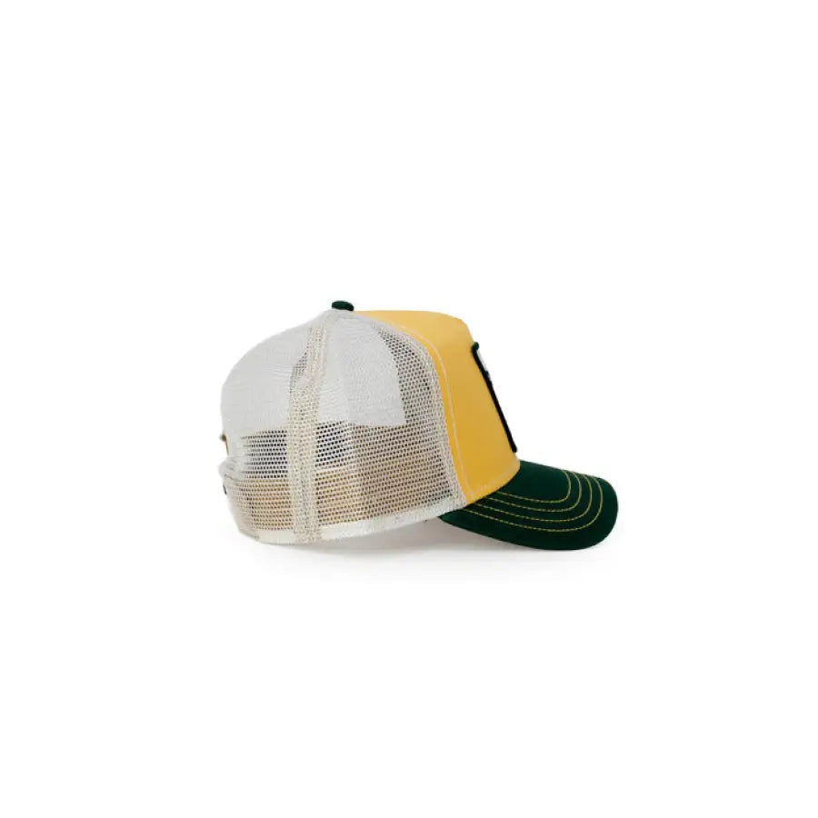 Goorin Bros men cap featuring a yellow and green mesh hat with mesh front.