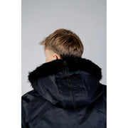 Schwarzer Nylonparka mit flauschiger, schwarz gefütterter Kapuze von hugo Herrenjacke lang mit Kapuze, Polyamid, Kollektion 50496328