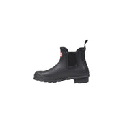 Hunter Black Rubber Chelsea Ankle Boots for Women with Red and White Logo