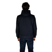Schwarzer, gerippter Strick-Kapuzenpullover, der dazu passt Hydra Clothing Herrenblazer, blau, aus Polyester, mit Reißverschluss, für Herbst und Winter
