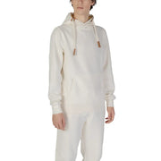 Cremefarbener Hydra Clothing Herren-Hoodie aus weißem Baumwoll-Polyester-Gemisch mit weichem Stoff und kontrastierenden hellbraunen Kordelzügen