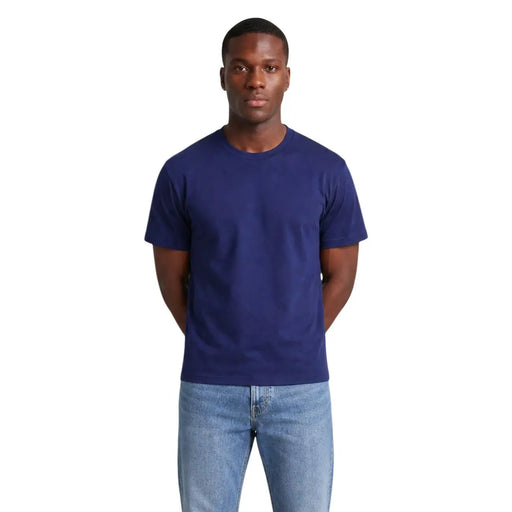 Marineblaues Hydra Herren-T-Shirt aus Baumwolle mit Rundhalsausschnitt und angenehmem Material, perfekt für die Freizeit.