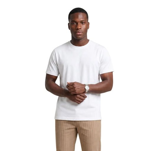 Weißes Hydra Herren-T-Shirt mit Rundhalsausschnitt aus atmungsaktivem Baumwollgewebe, ideal für die Freizeit.