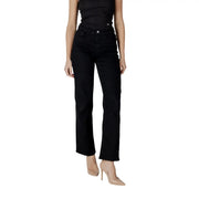 Ichi women black cotton stretch jeans featuring high-rise straight-leg design with classic denim texture and subtle stitching