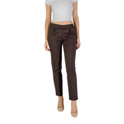 Braune, taillierte Damenhose mit elastischem Bund und elegantem, geradem Bein aus Polyester von Ichi