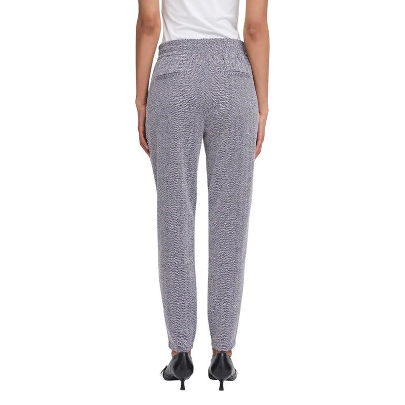 Graues Fischgrätmuster ichi Damen-Schmal zulaufende Hose mit elastischem Bund aus Polyester-Viskose für Herbst und Winter