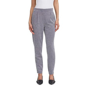 Graues Fischgrätmuster ichi Damenhose mit hohem Bund und schmaler Passform aus Polyester-Viskose für Herbst und Winter
