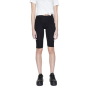 Icon men black cotton slip-on shorts featuring high-waisted black biker shorts with smooth, form-fitting fabric and subtle side seams