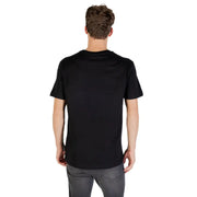 Icon men black short sleeve round neck t-shirt made of cotton suitable for fall winter casual wear