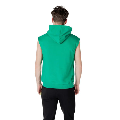 Icon Ärmelloser Herren-Hoodie aus grüner Baumwolle mit einem leuchtend grünen, ärmellosen Design, Kapuze und gerippten Bündchen