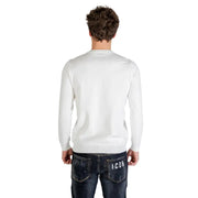 Weißes Langarmshirt icon Herren-Strickpullover mit Rundhalsausschnitt, gerippten Bündchen und Saum aus Viskosemischgewebe