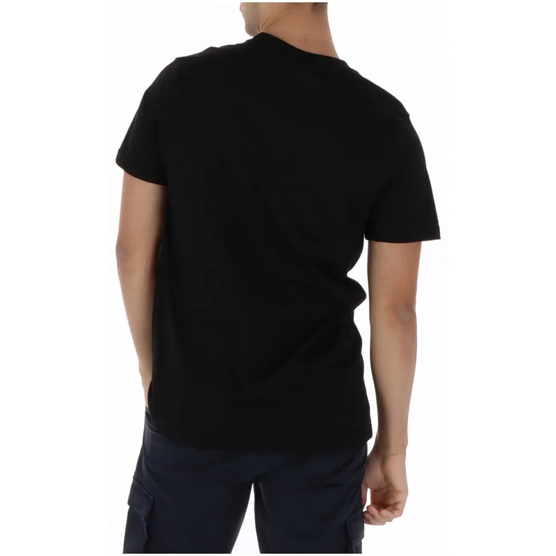 Icon men t shirt black short sleeve cotton round neck displaying the front side of the garment