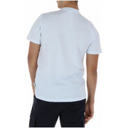 Weißes, kurzärmeliges T-Shirt mit Rundhalsausschnitt aus 100 % Baumwolle mit kleinem Etikett unten links icon Herren Rundhals-Print