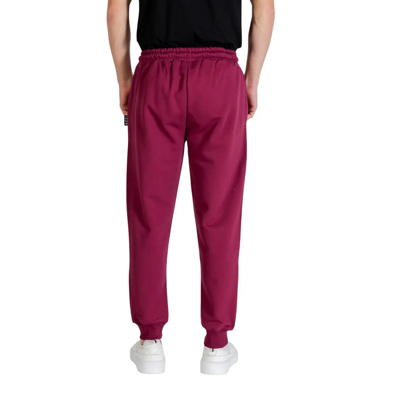 Icon men trousers maroon jogger pants with elastic waistband and ribbed cuffs for comfortable casual wear