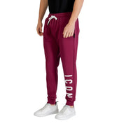 Kastanienbraun icon Herrenhose mit weißem Kordelzug und vertikalem icon Schriftzug am Bein im Jogger-Stil