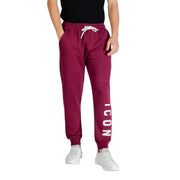 Kastanienbraun icon Herren-Jogginghose mit weißem Kordelzug und vertikalem icon Schriftzug am Bein