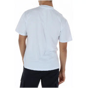 Icon Weißes Herren-T-Shirt aus Baumwolle mit Rundhalsausschnitt und Print (Modell IUT041) mit kurzen Ärmeln und Rundhalsausschnitt