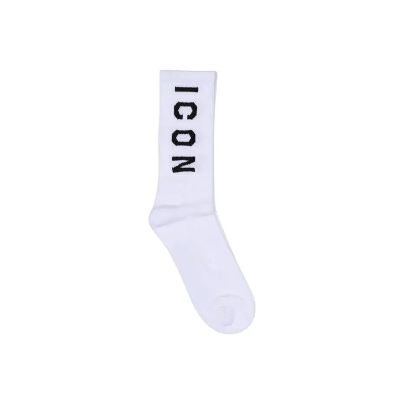 White athletic sock with ICON printed vertically in black for men’s slip-on underwear