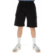 Icon Schwarze Cargoshorts für Herren mit Kordelzug im Bund und Seitentaschen, Vorderansicht