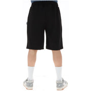 Icon Schwarze Baumwollshorts für Herren mit Kordelzugbund und dezentem seitlichem Logo, Vorderansicht