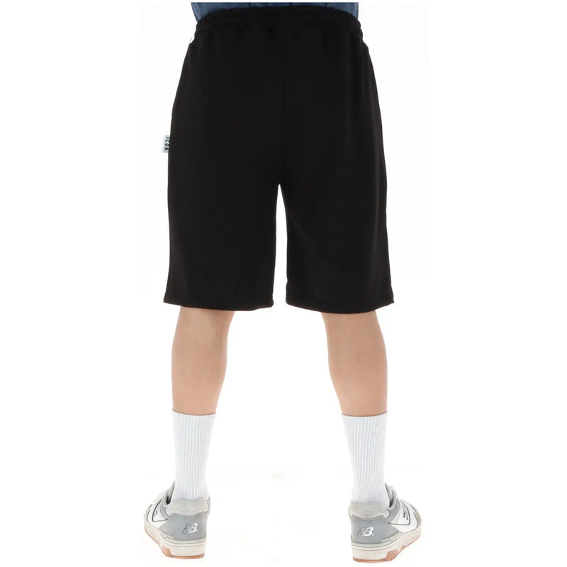 Icon Schwarze Baumwollshorts für Herren mit Kordelzugbund und dezentem seitlichem Logo, Vorderansicht