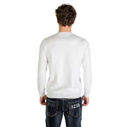 Icon Weißer Viskosepullover für Damen mit gerippten Bündchen und Saum, Vorderansicht
