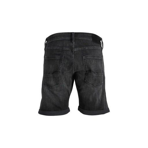 Jack & Jones black cotton blend men shorts with faded wash and rolled cuffs in denim style