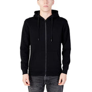 Men’s black zip-up hoodie with drawstrings from Jack and Jones for men