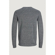 Jack & Jones blue cotton round neck sweater in gray heathered knit with ribbed cuffs and a round neckline