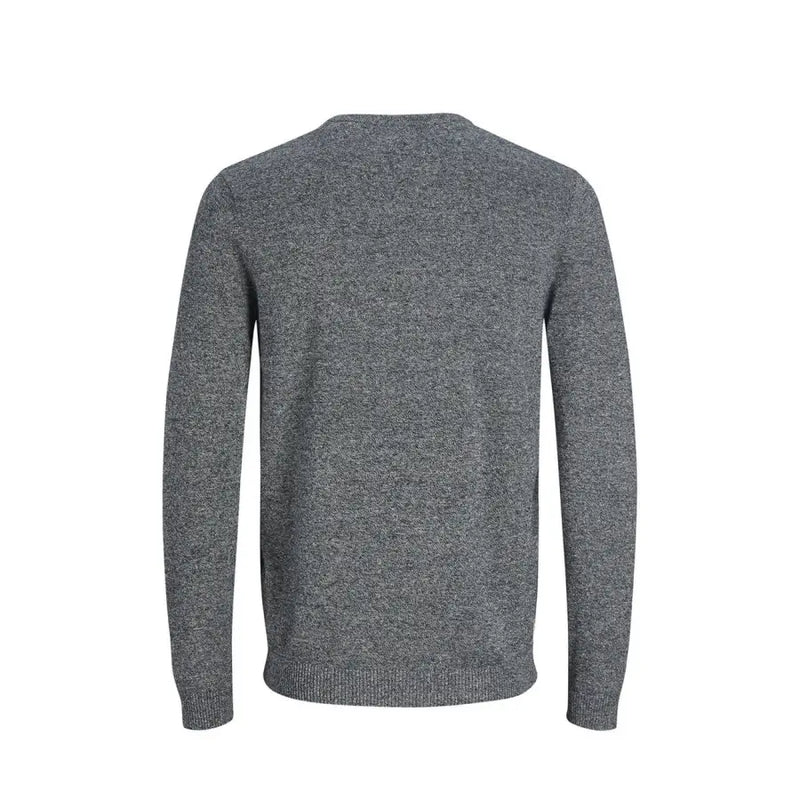 Jack & Jones blue cotton round neck sweater heather gray long-sleeved with soft knit texture and ribbed cuffs