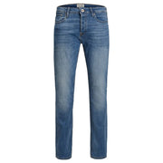 Jack & Jones blue men’s jeans made of denim with a faded wash and classic five-pocket design with worn out effect
